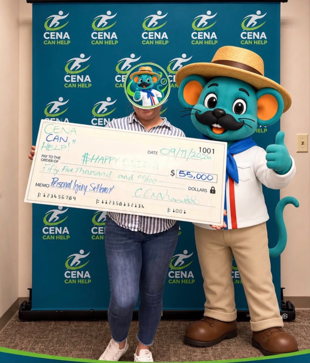 CENA Can Help client with settlement check